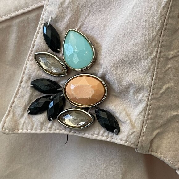 Grandi Vintage-Inspired Embellished light pink Button-Up Shirt ‎ Sz 48  Gemstone - Picture 8 of 15